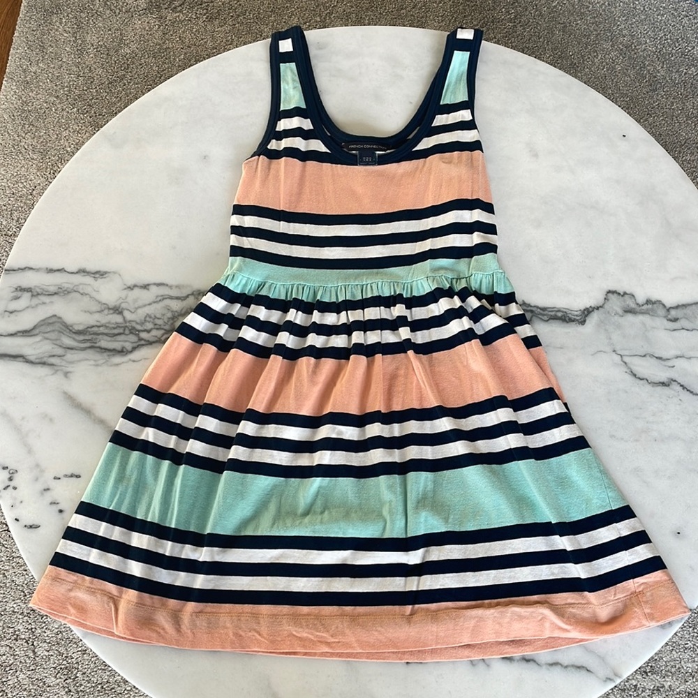 French Connection Multicolor Jag Stripe Babydoll Dress Size: 8